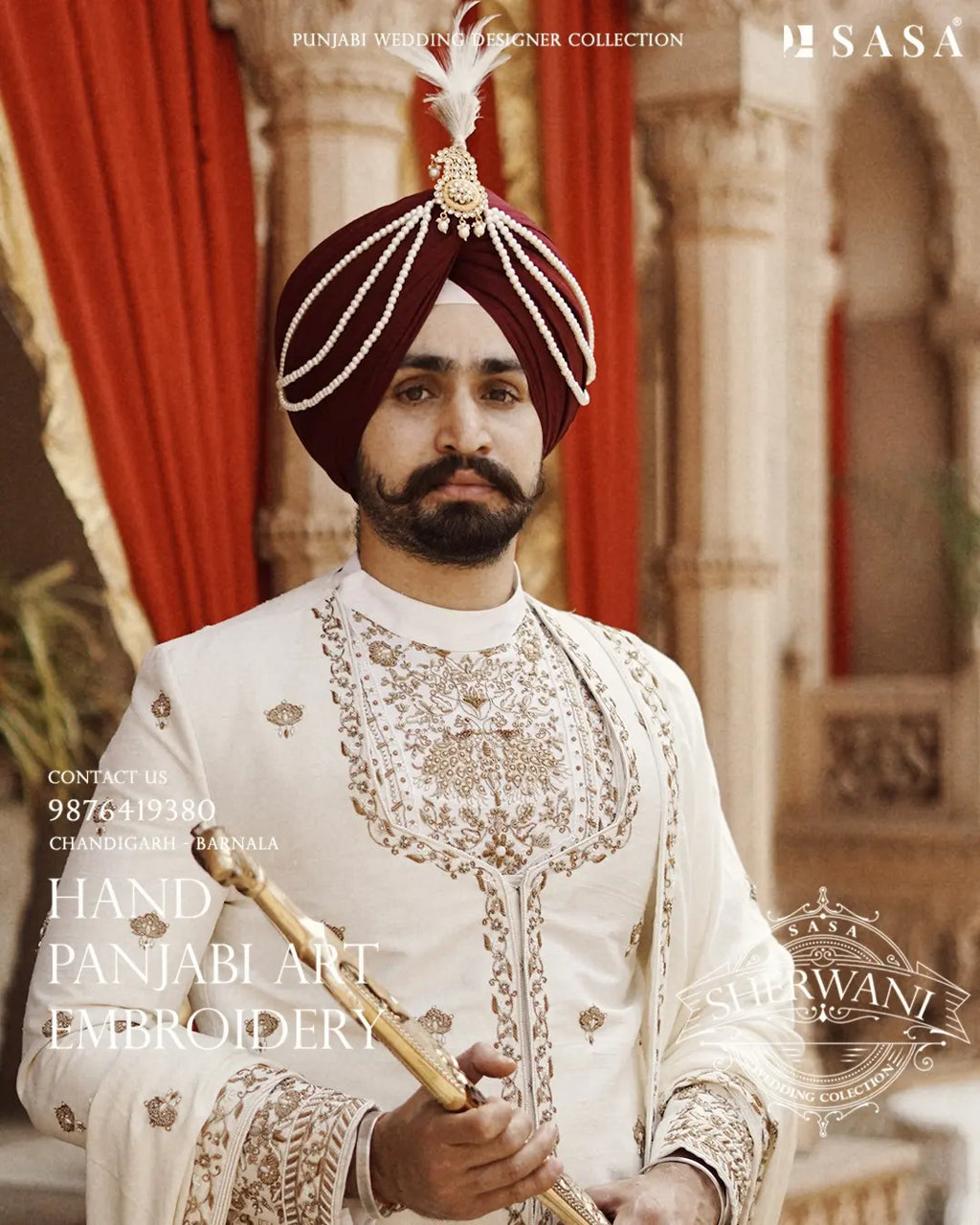 Royal Off-White Sherwani with Heritage Embroidery and Regal Elegance