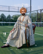 Regal Resham Embroidered Sherwani for the Modern Sikh Groom