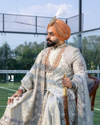 Regal Resham Embroidered Sherwani for the Modern Sikh Groom