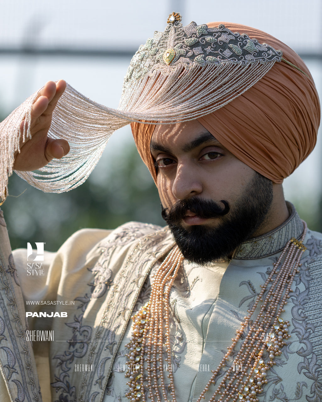 Regal Resham Embroidered Sherwani for the Modern Sikh Groom