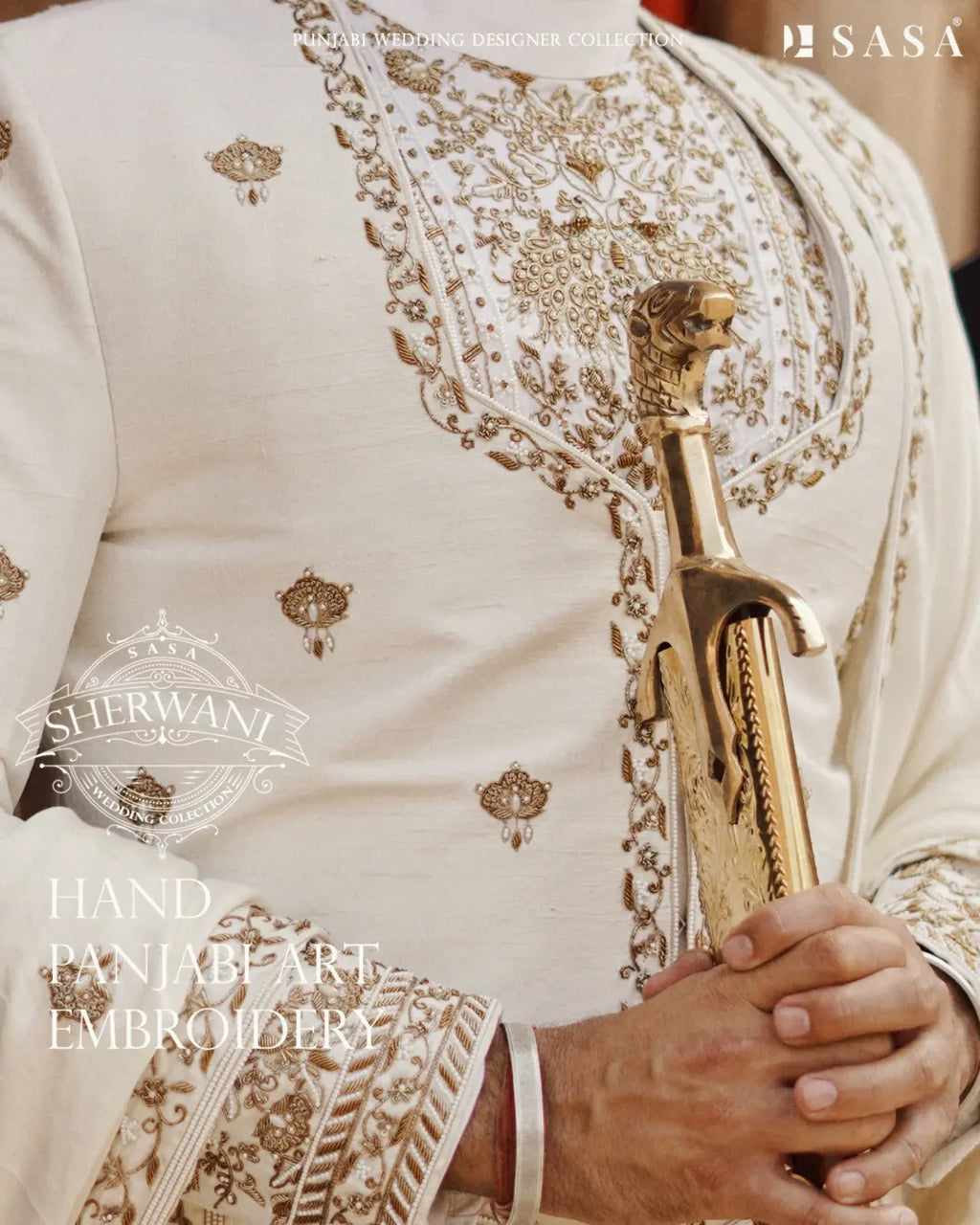 Royal Off-White Sherwani with Heritage Embroidery and Regal Elegance