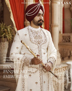 Royal Off-White Sherwani with Heritage Embroidery and Regal Elegance