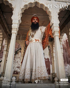 Akal Sahaye Ivory Pushaq with Gold & Copper Embroidery
