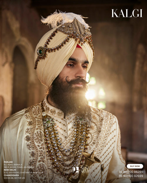 Antique Golden and Red Kalgi – A Touch of Royal Grandeur