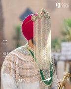 Beige-Green Cascade Sehra