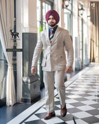 Beige 2 Piece Coat Pant