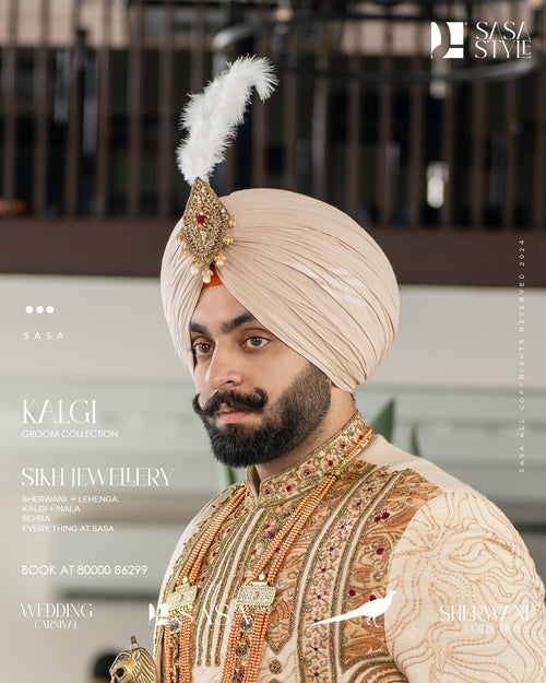 Beige Cream Sherwani with Exquisite Thread and Bead Embellishments
