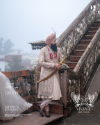 Beige Gold Vintage Groom Sherwani with Heritage Hand Embroidery