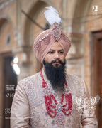 Beige Gold Vintage Groom Sherwani with Heritage Hand Embroidery