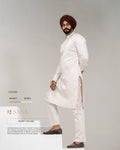 Beige Golden Embroidered Jacket with Ivory Kurta Pajama