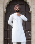 Beige Rust Dual-Tone Jacket with Classic White Kurta Pajama