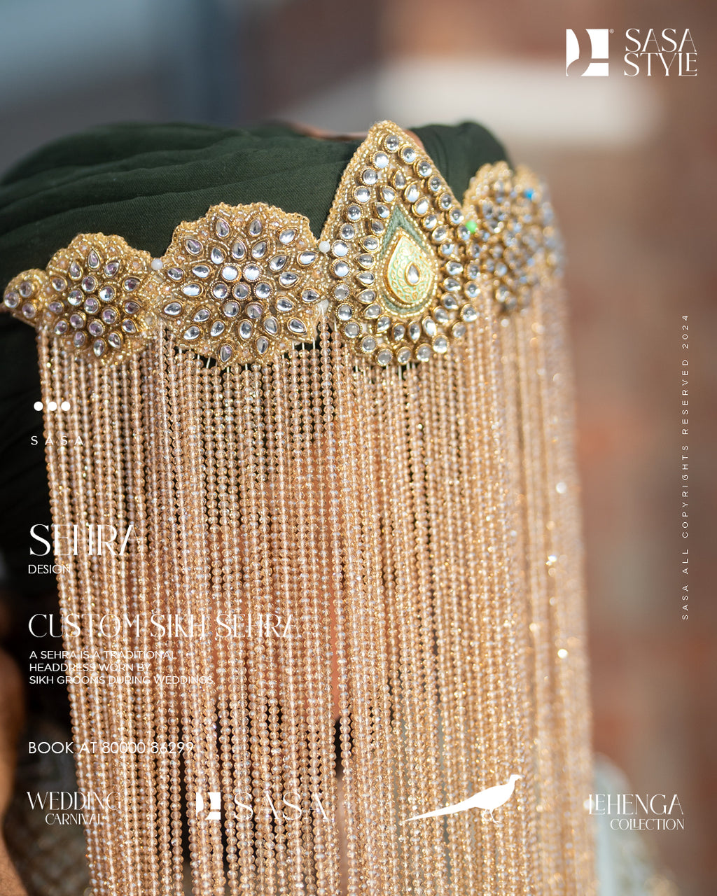 Bejeweled Golden Cascade Sehra