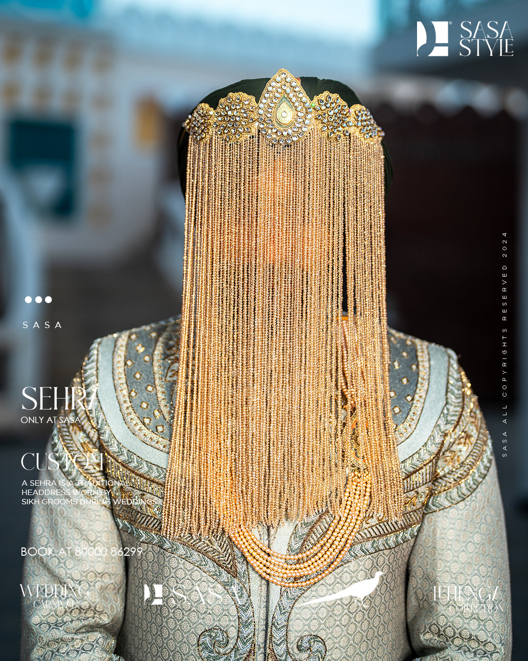 Bejeweled Golden Cascade Sehra