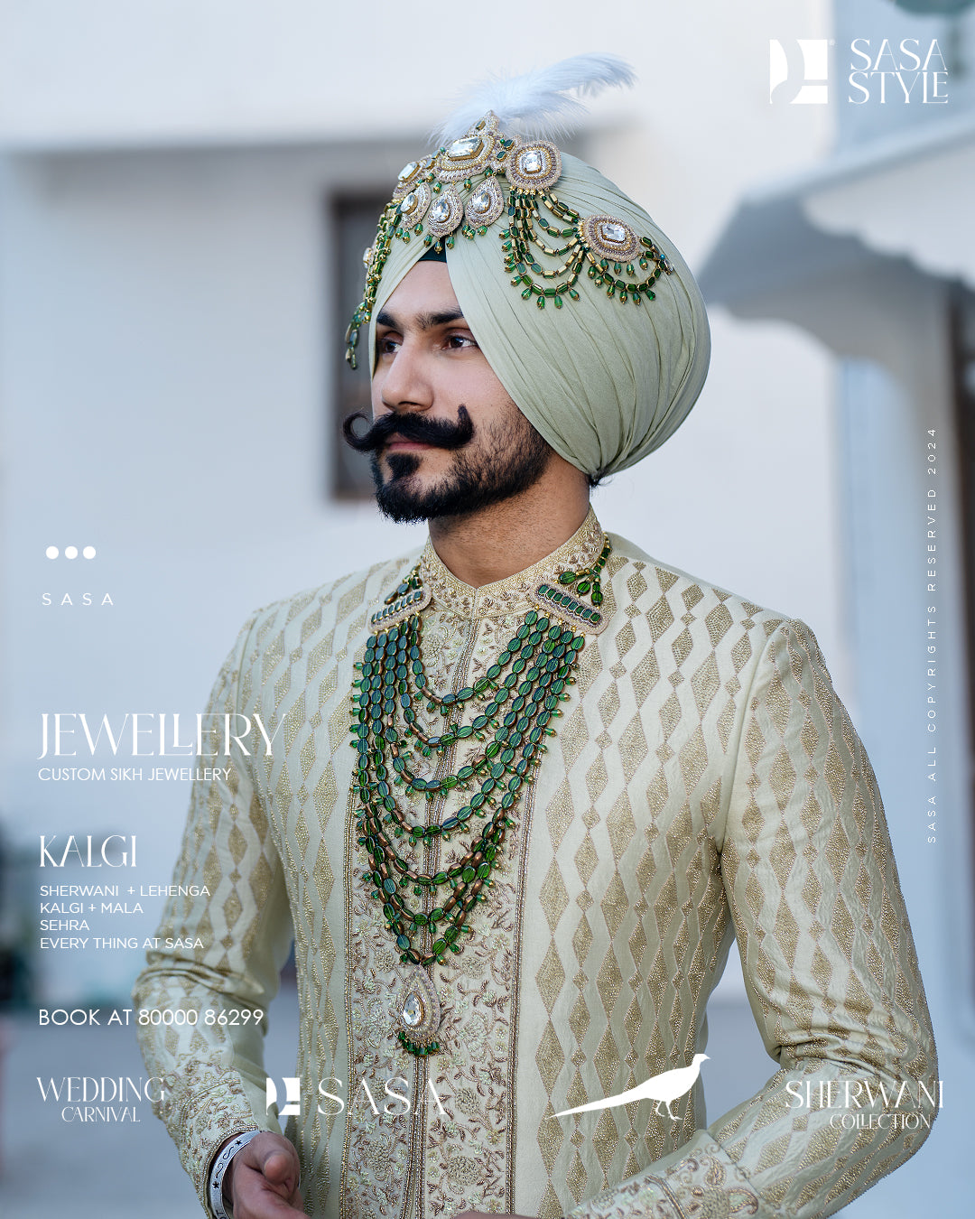 Bejewelled Emerald Layered Kalgi