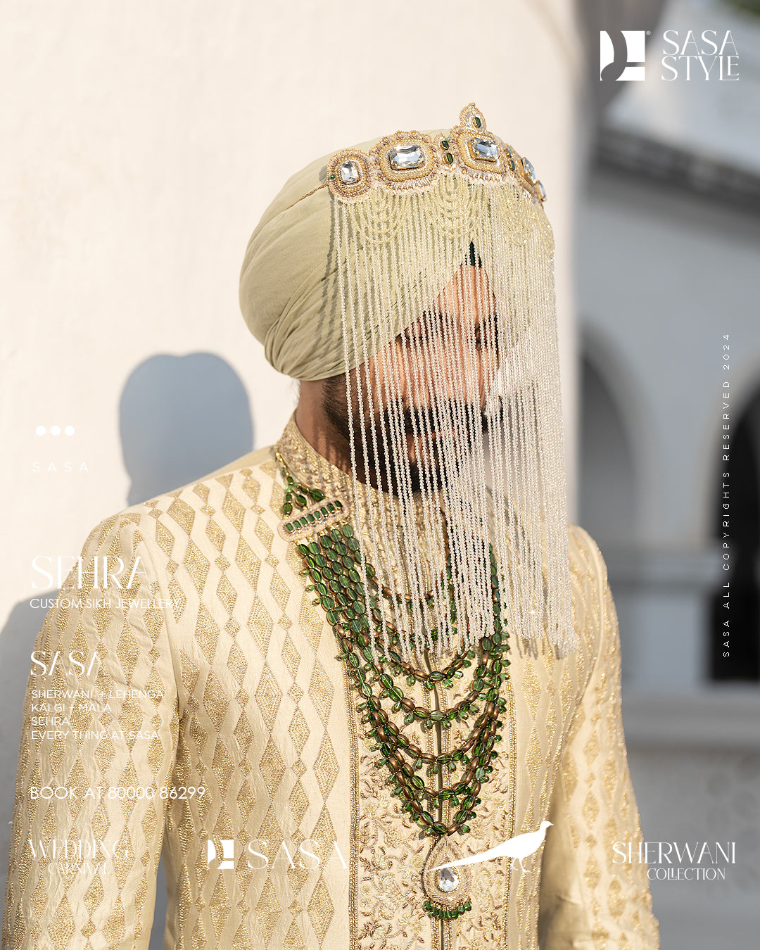 Bejewelled White Cascade Sehra