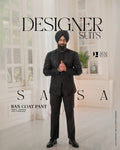 Black 2 Piece Band Gala Coat Pant