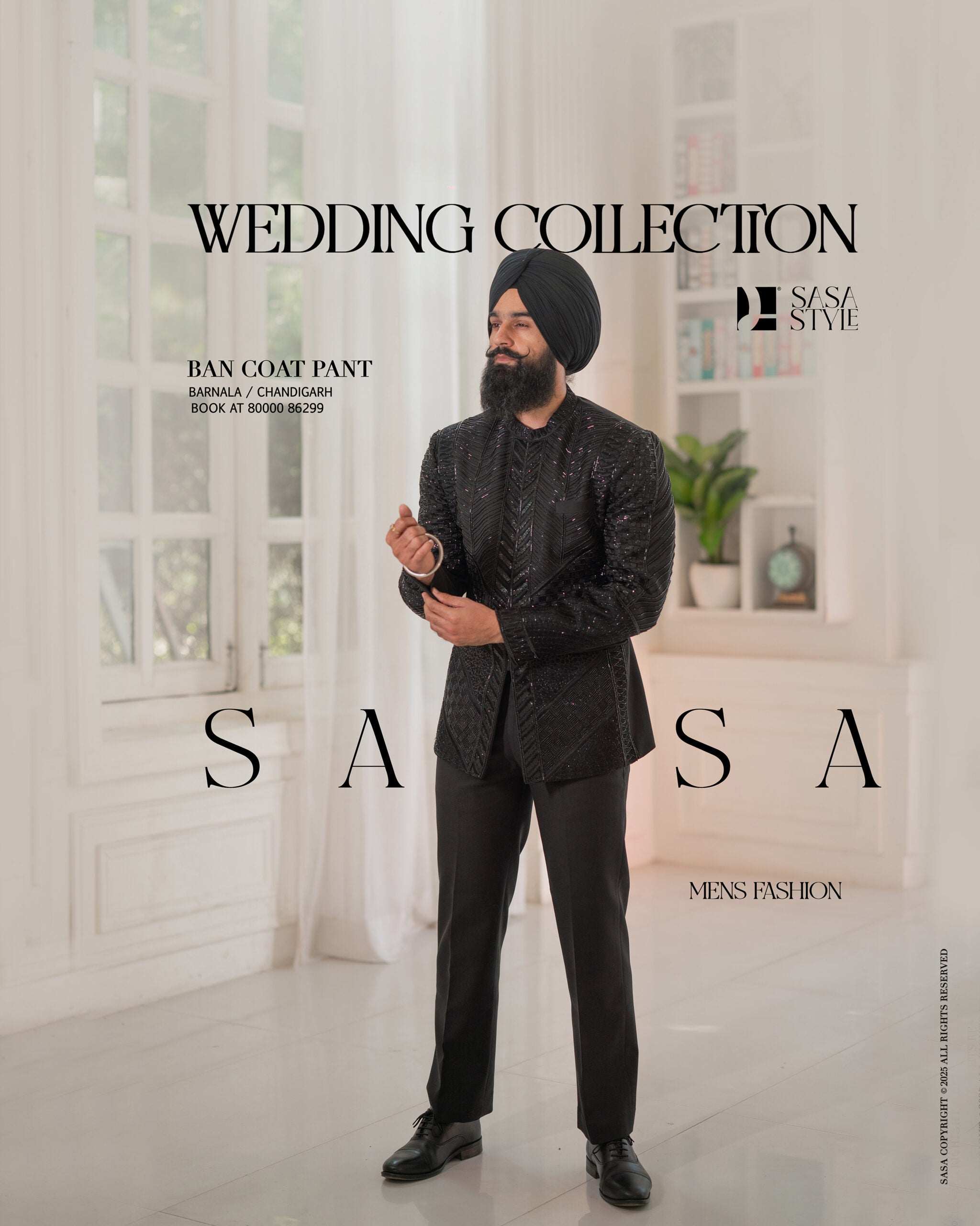 Black 2 Piece Band Gala Coat Pant