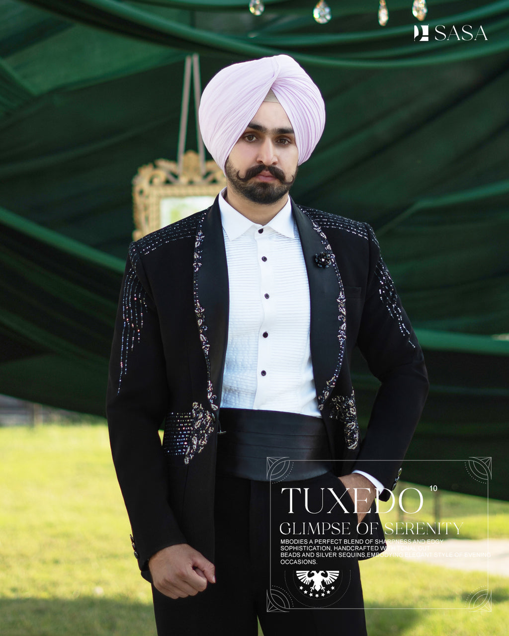 Black Color 2pc Tuxedo Pant