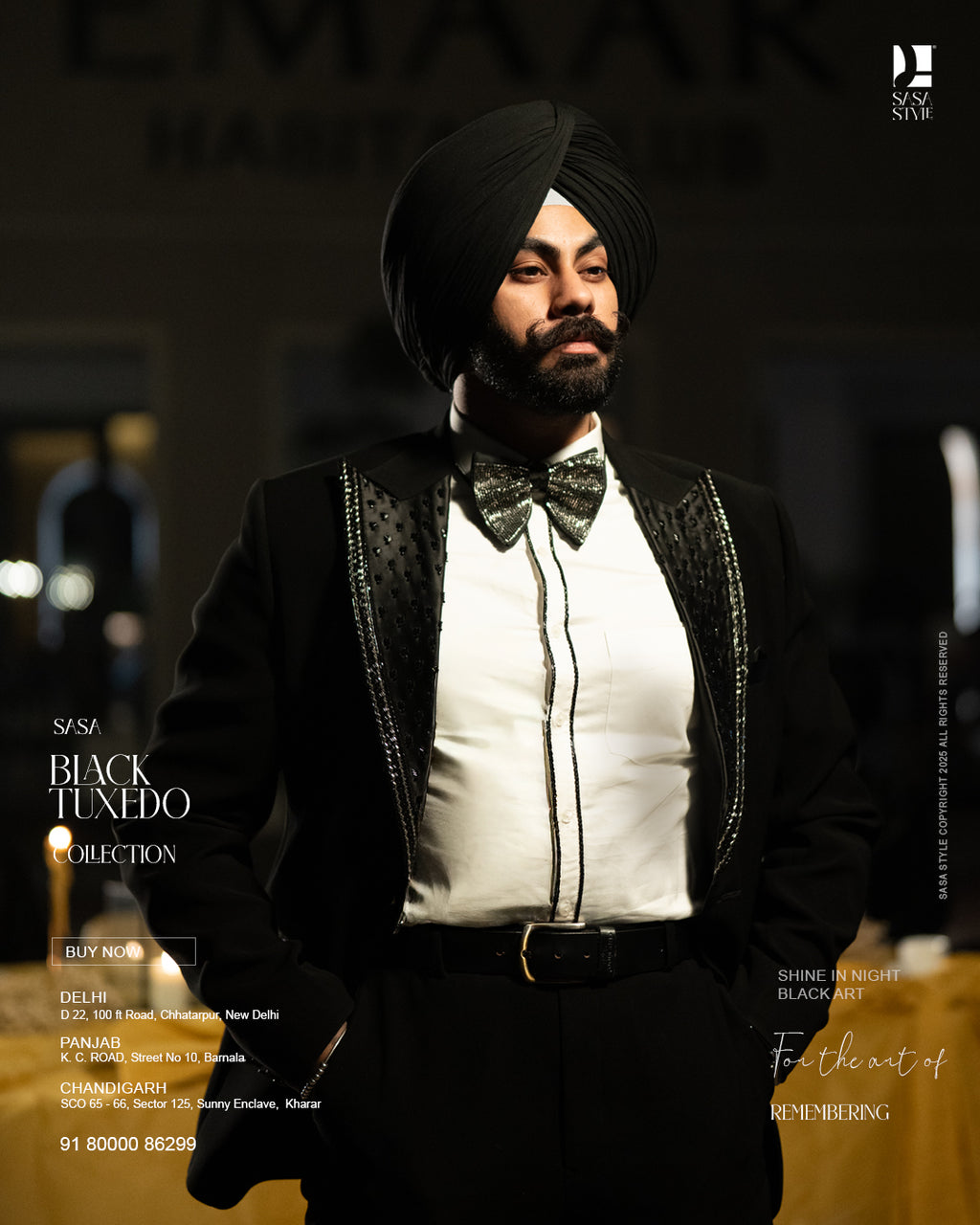 Classic Black Tuxedo Redefined with Modern Detailing and Elegance
