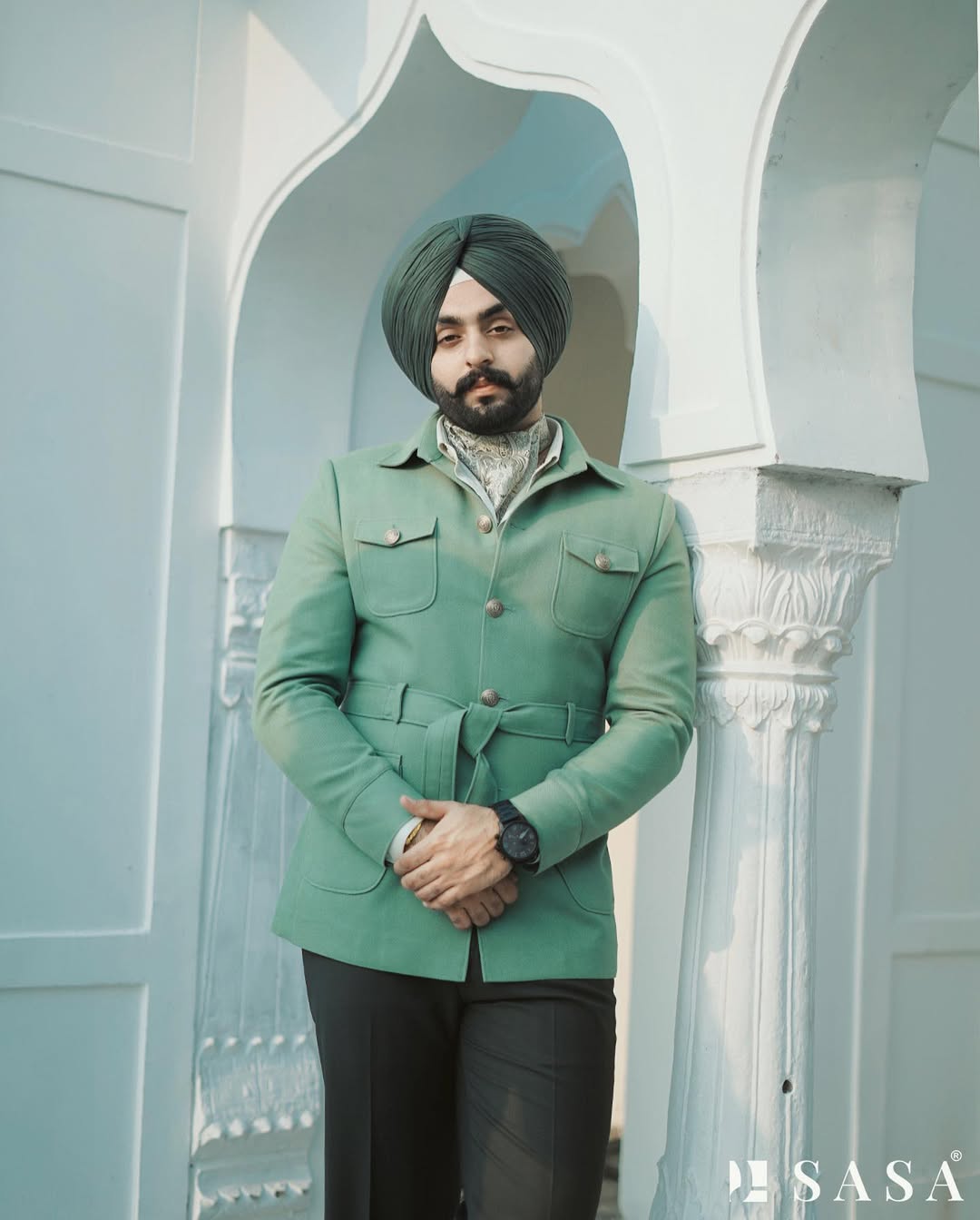 Mint Green Designer Blazer Set