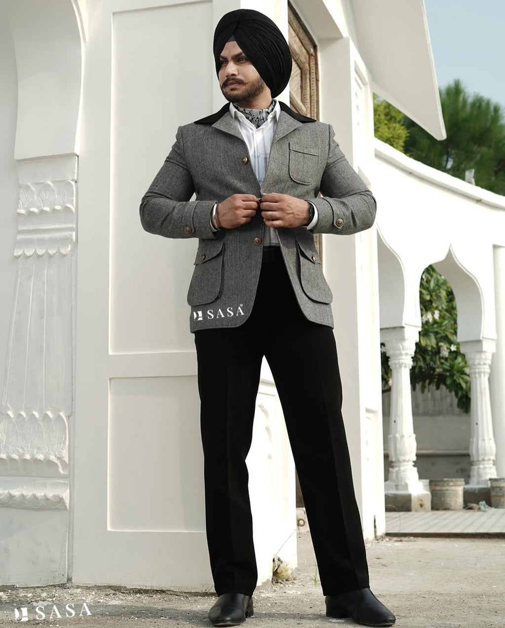Charcoal Grey Designer Blazer Set