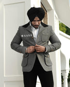 Charcoal Grey Designer Blazer Set