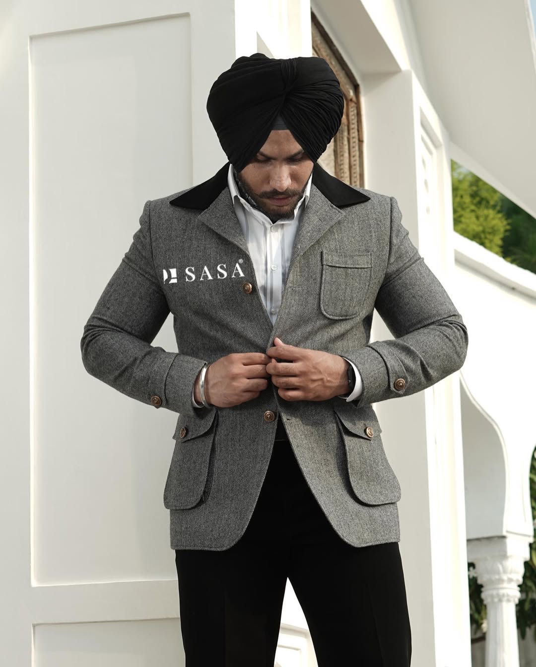 Charcoal Grey Designer Blazer Set