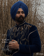 Royal Navy Blue Achkan with Elegant Handcrafted Wedding Detailing