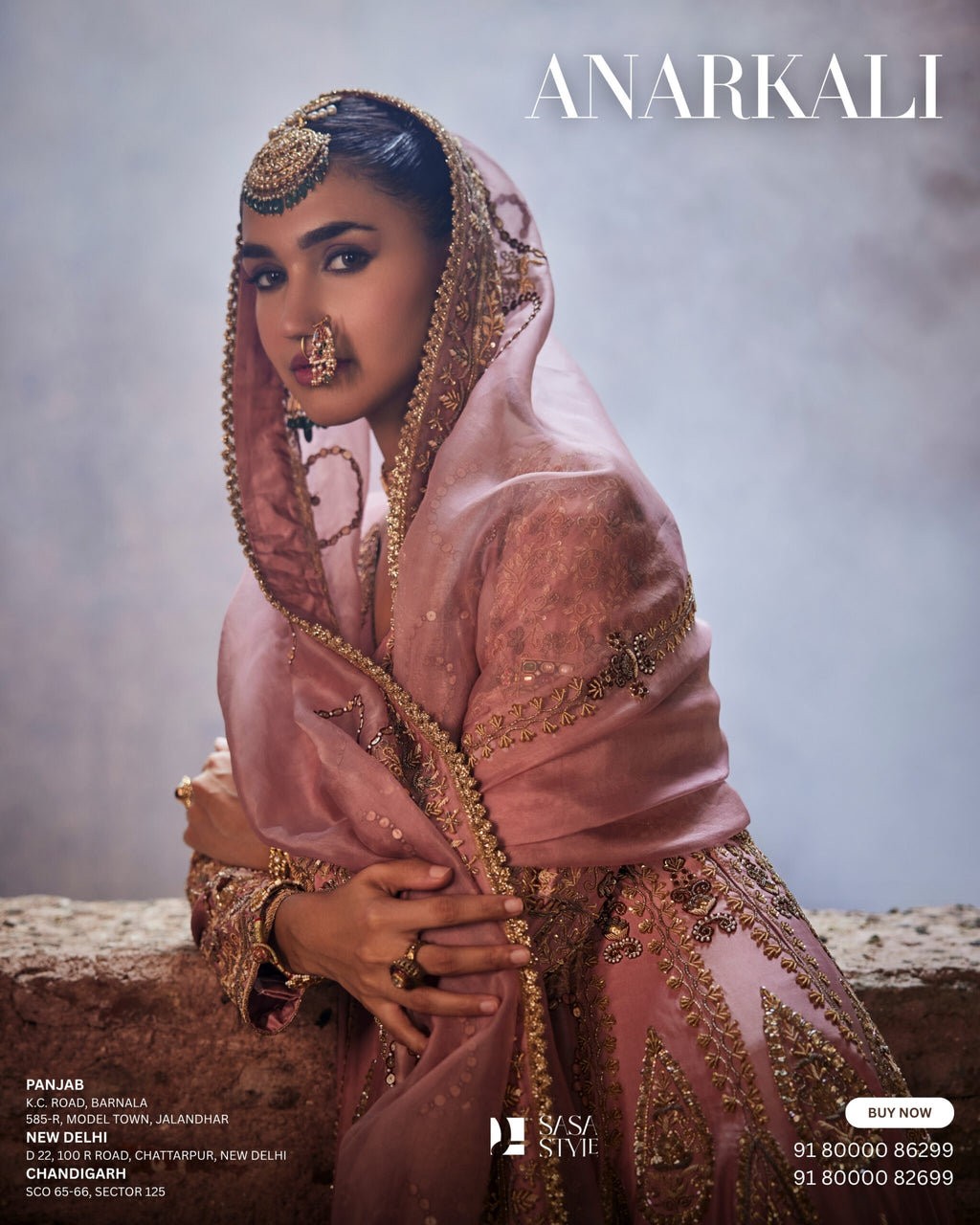 Blush Pink Rose Anarkali Salwar & Dupatta