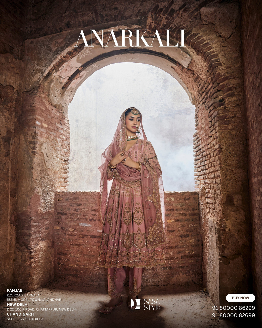 Blush Pink Rose Anarkali Salwar & Dupatta