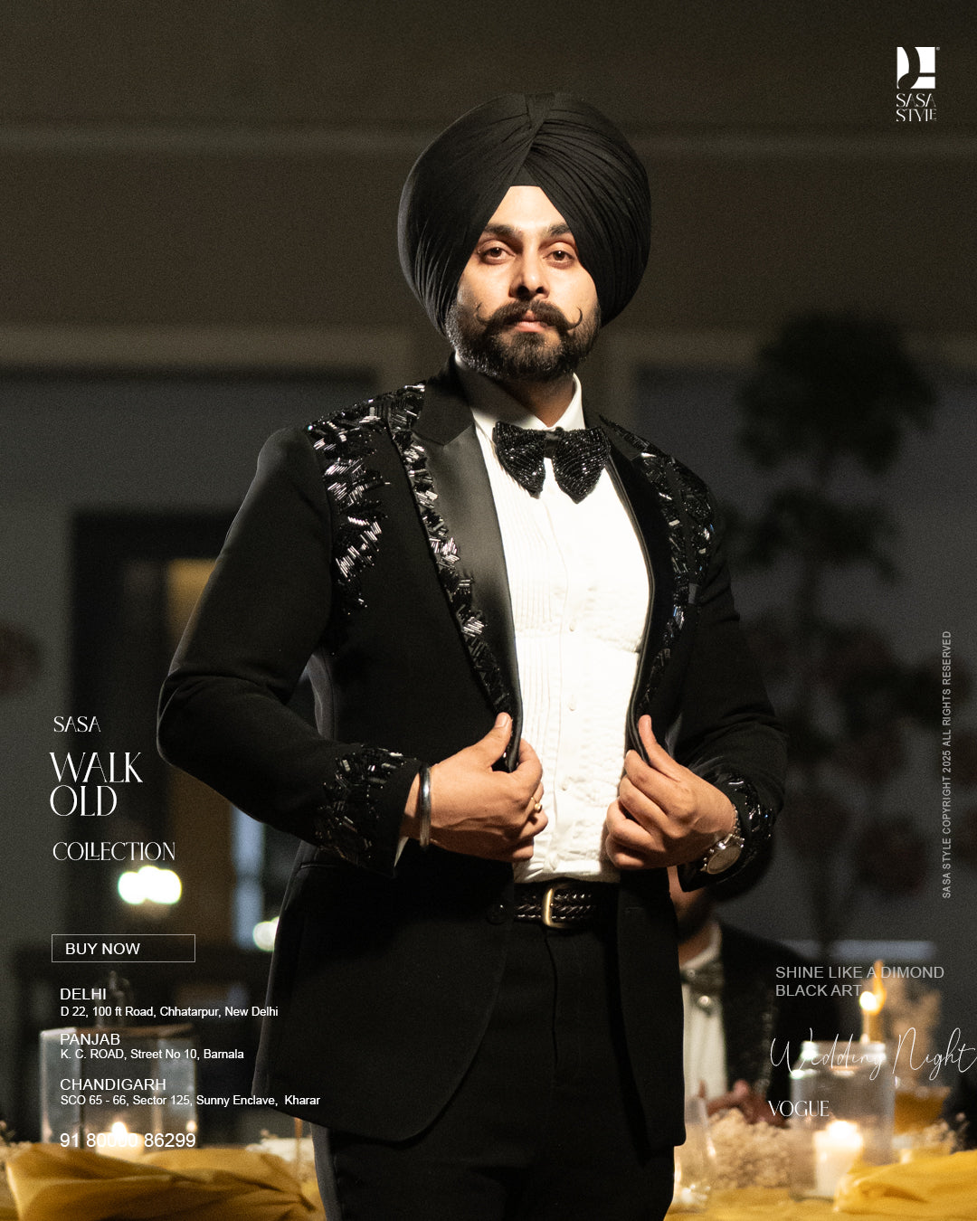 Bold Black Tuxedo with Sequined Detailing for Grand Evenings