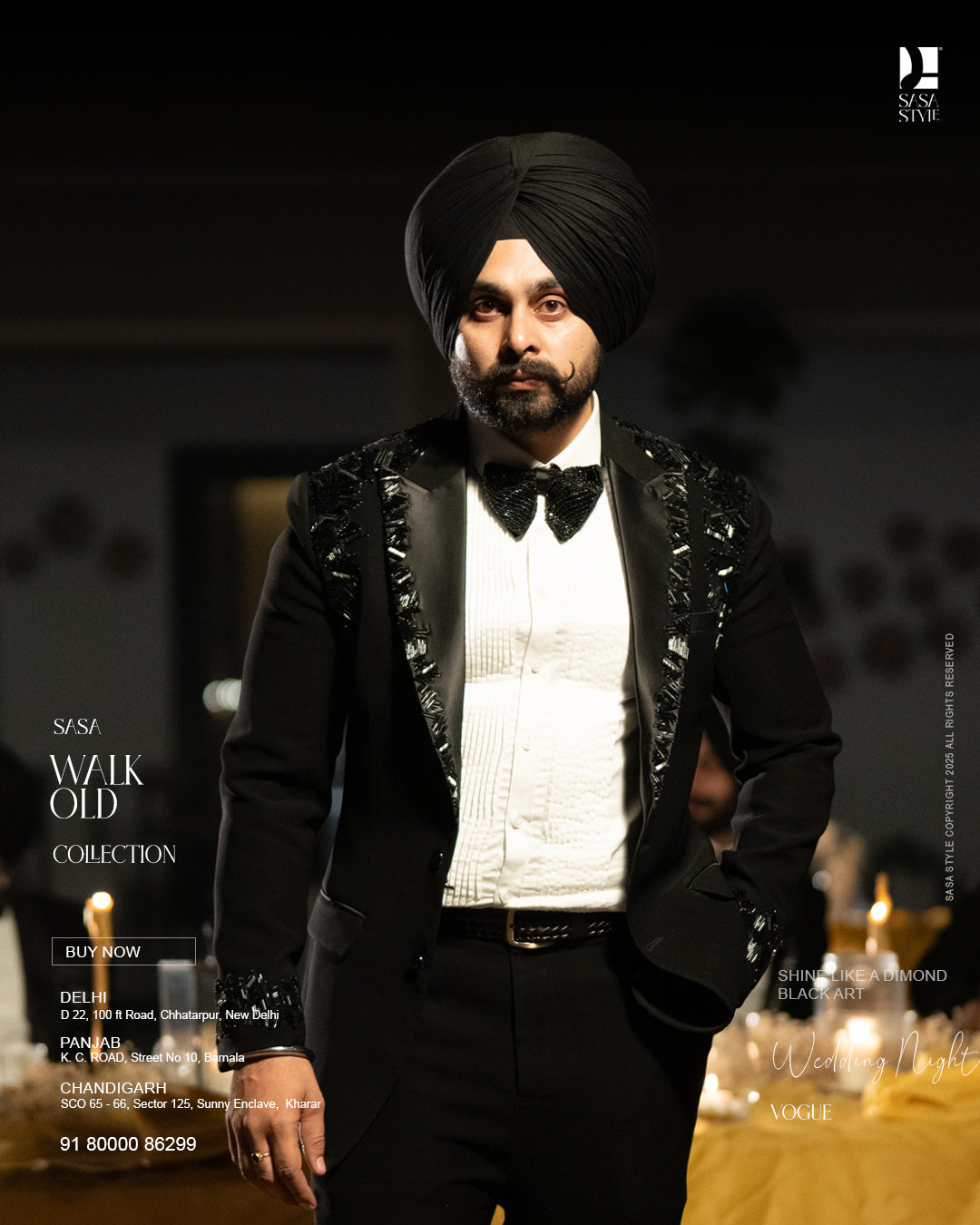 Bold Black Tuxedo with Sequined Detailing for Grand Evenings
