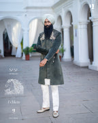 Bottle Green Achkan with Modern Heritage-Inspired Detailing