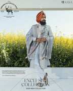Bright Grey Sherwani Set with Hand Embroidery and Matching Palla