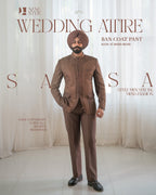 Brown 2 Piece Band Gala Coat Pant