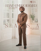 Brown 2 Piece Band Gala Coat Pant