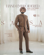 Brown 2 Piece Band Gala Coat Pant