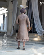 Brown Chanderi Sherwani with Leather Beads