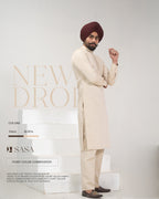 Brown Velvet Embroidered Jacket with Ivory Kurta Pajama