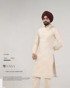 Brown Velvet Embroidered Jacket with Ivory Kurta Pajama
