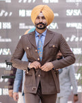 Brown check 2 Piece Coat Pant