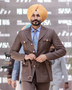 Brown check 2 Piece Coat Pant