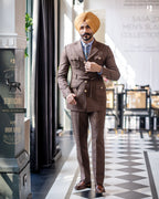Brown check 2 Piece Coat Pant