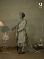Sage Green Silk Sherwani with Antique Gold Embroidery
