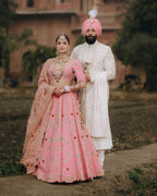 Coral Rose Floral Lehenga