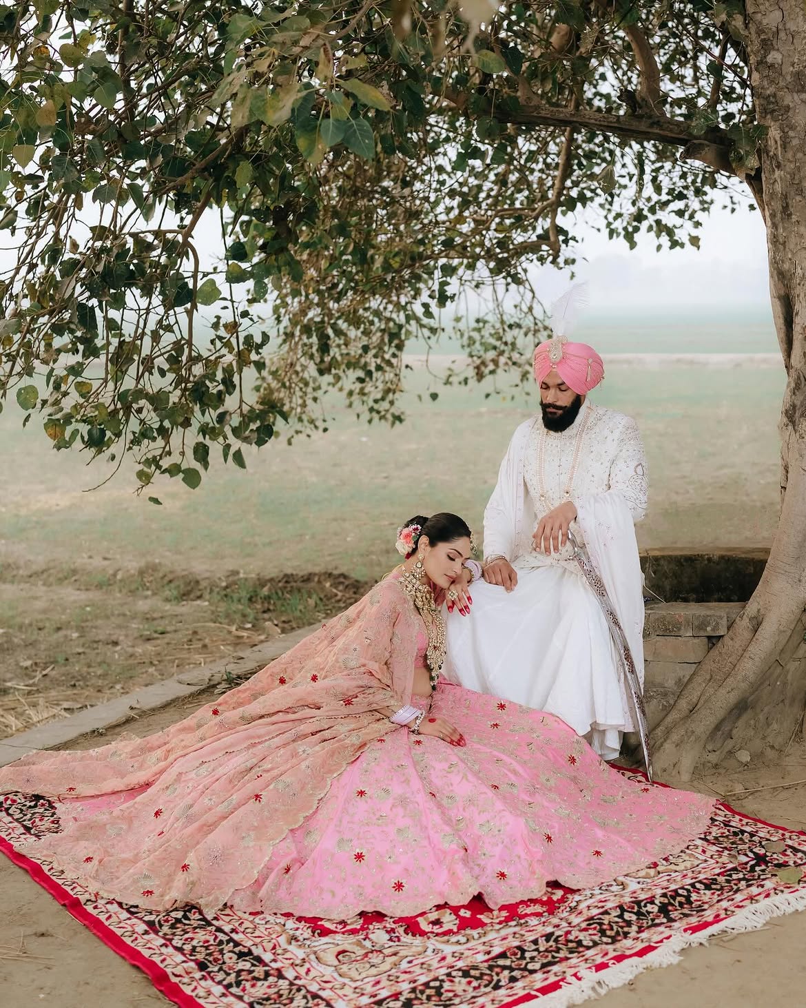Coral Rose Floral Lehenga