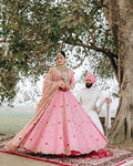 Coral Rose Floral Lehenga