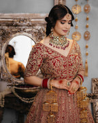 Antique Rose Embroidered Lehenga