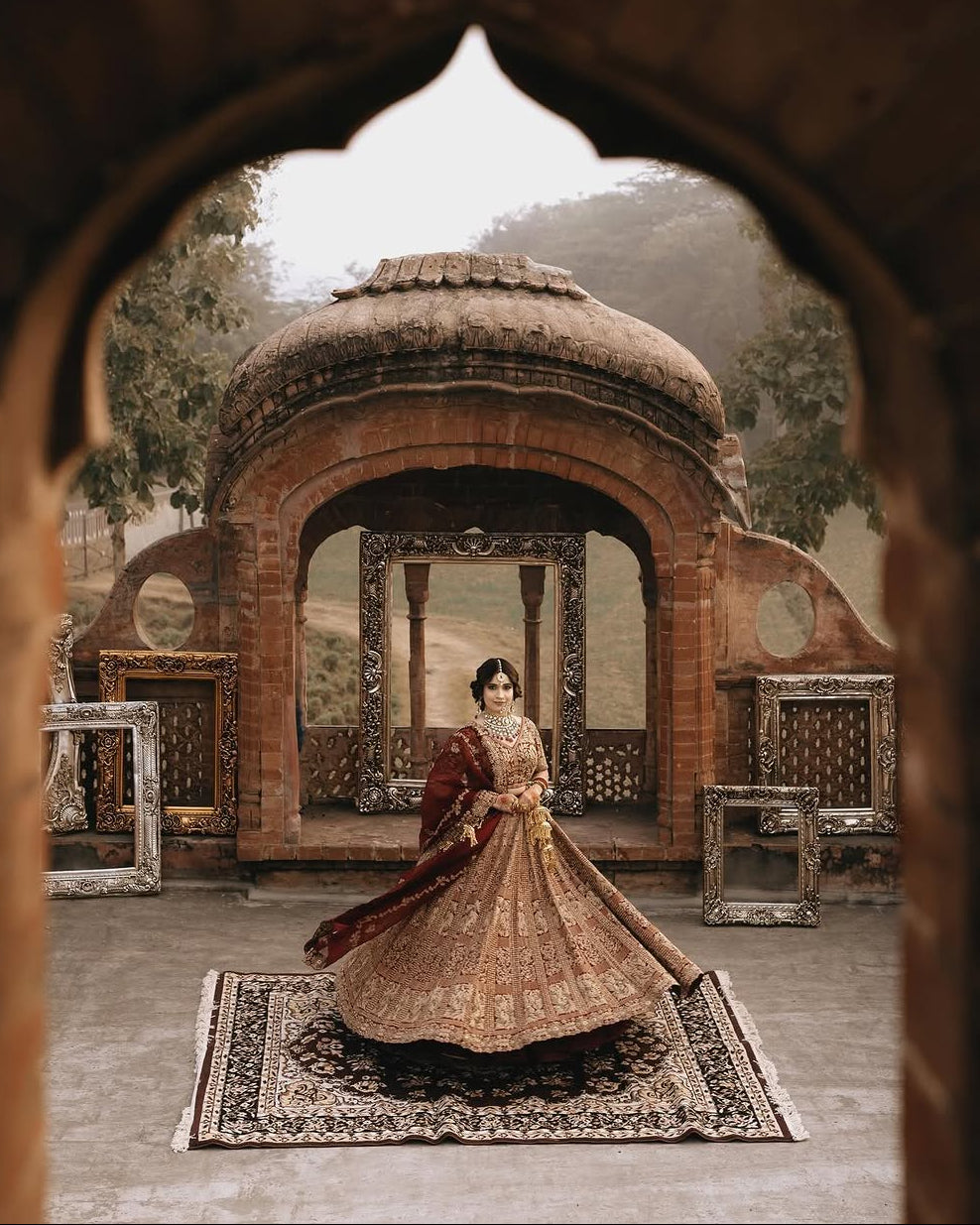 Antique Rose Embroidered Lehenga