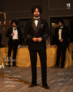 Classic Black Tuxedo with Modern Embroidery and Regal Detailing